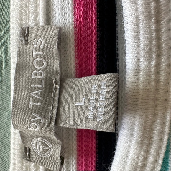 Talbots Striped red white & blue textured  top Sz L - Picture 6 of 6